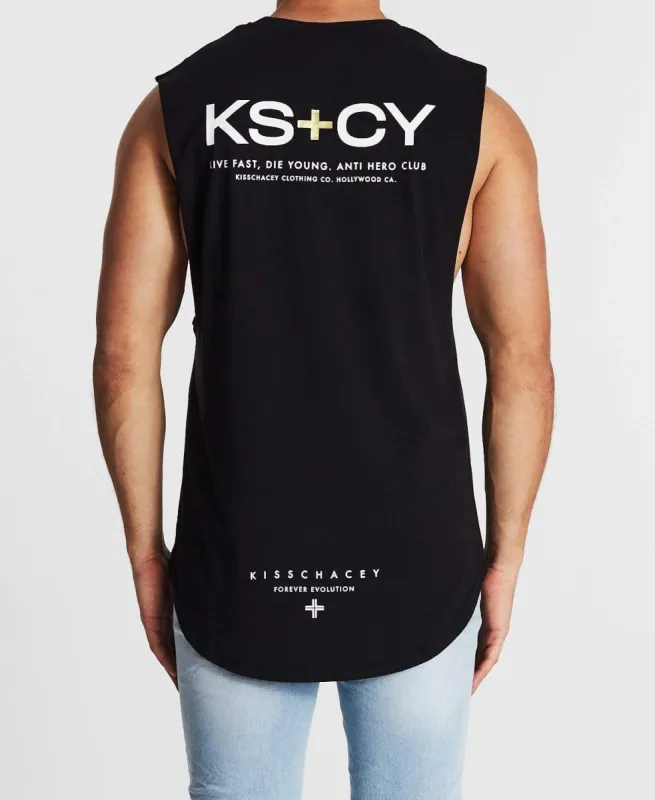 Villains Dual Curved Muscle Tee Jet Black sold by Neverland