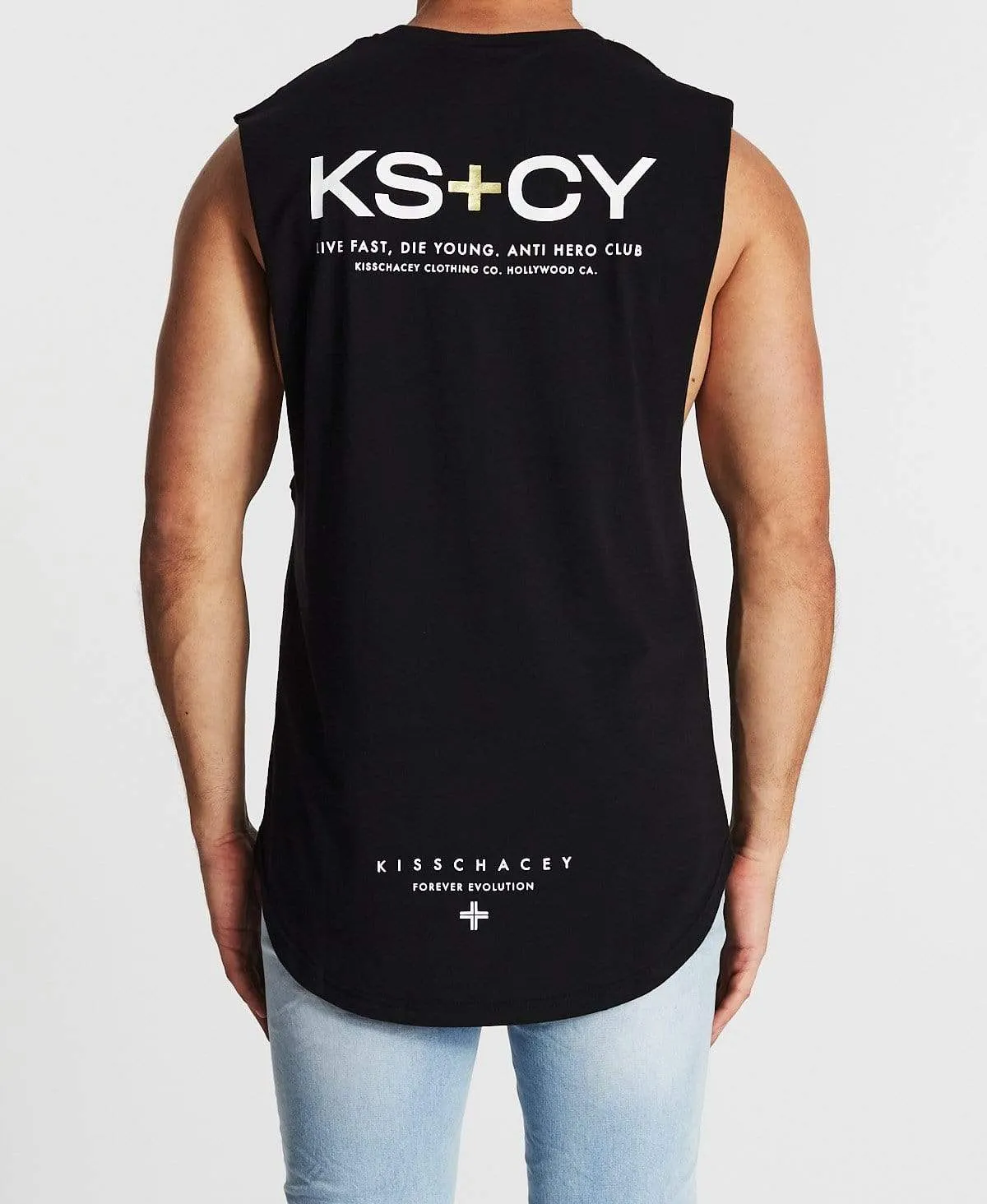 Villains Dual Curved Muscle Tee Jet Black sold by Neverland