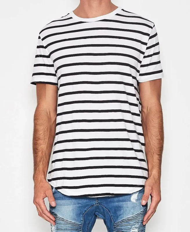 Basic Baseball T-Shirt White/Navy Stripe sold by Neverland