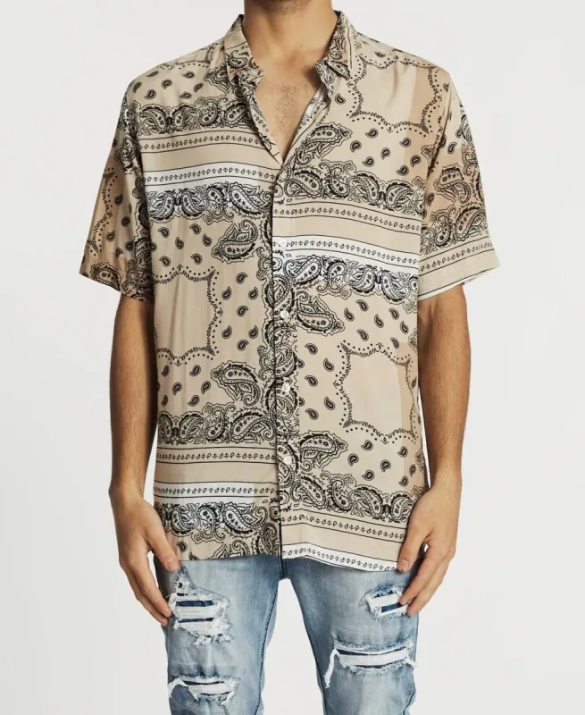 Illusion Relaxed Short Sleeve Shirt Tan Print sold by Neverland
