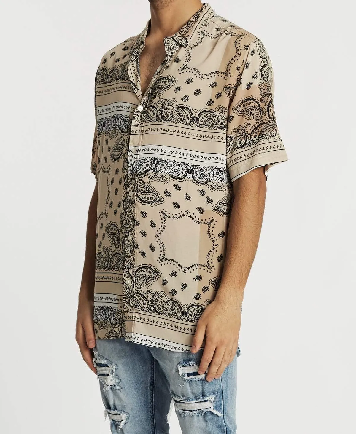 Illusion Relaxed Short Sleeve Shirt Tan Print sold by Neverland product image thumbnail 2