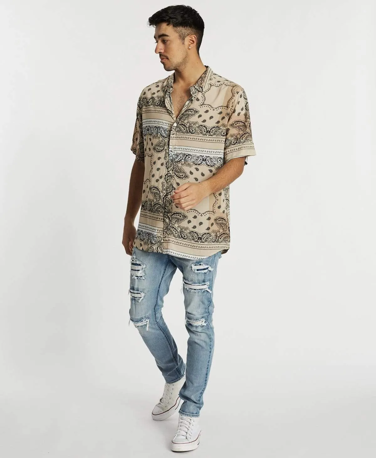 Illusion Relaxed Short Sleeve Shirt Tan Print sold by Neverland product image thumbnail 4