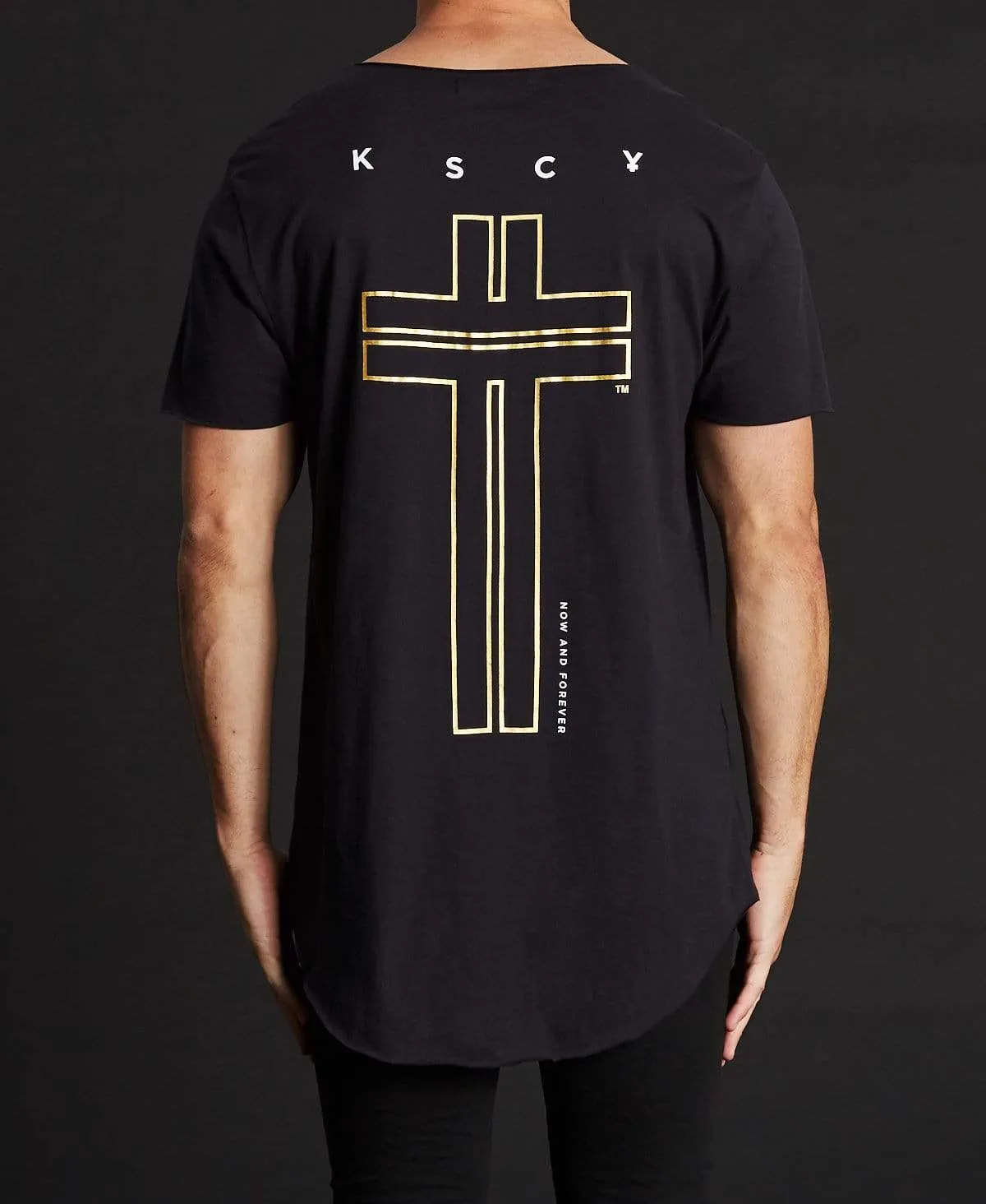 Eclipse Raw Hem V-Neck T-Shirt Jet Black sold by Neverland