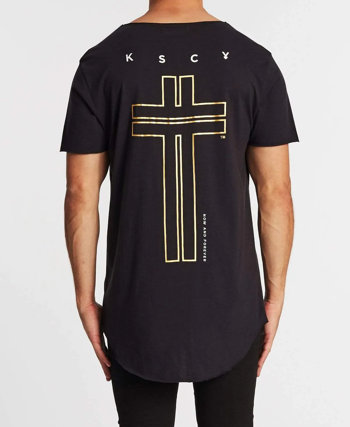 Eclipse Raw Hem V-Neck T-Shirt Jet Black sold by Neverland product image thumbnail 3