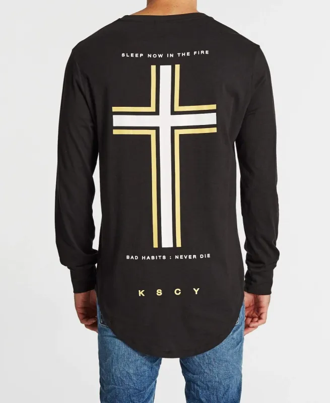 In The Fire Cape Back Long Sleeve T-Shirt Jet Black sold by Neverland