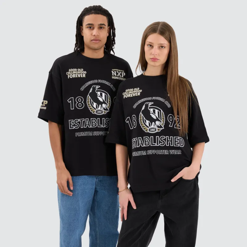 Collingwood Magpies AFL Mega Loopback Tee Jet Black sold by Neverland