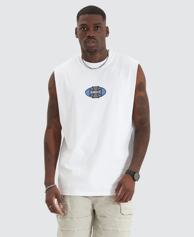 Wicked Relaxed Fit Muscle Tee Optical White sold by Neverland