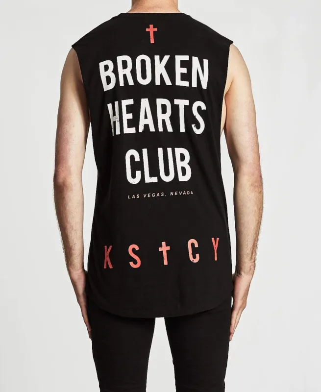 Mystery Dual Curve Hem Muscle Tee Jet Black sold by Neverland