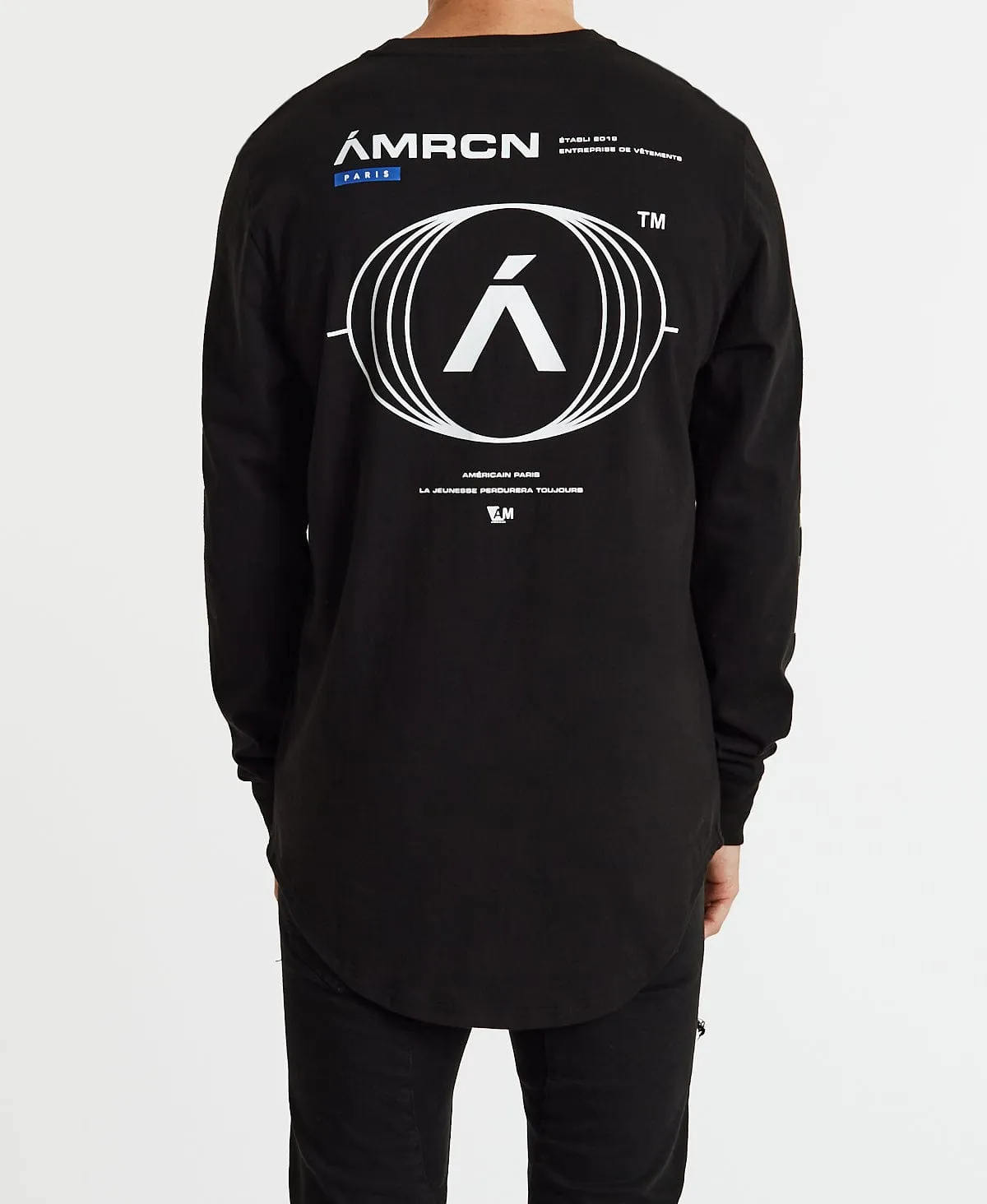 Cicatrice Dual Curved Long Sleeve T-Shirt Jet Black sold by Neverland