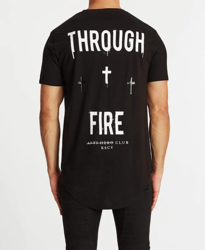 Hell Fire Dual Curved T-Shirt Jet Black sold by Neverland