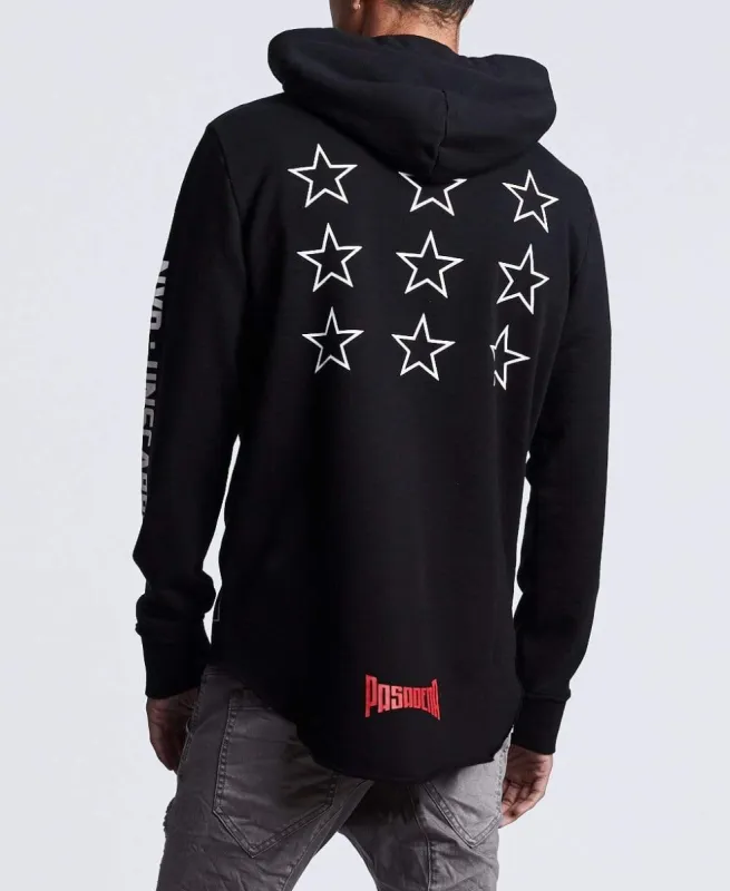 Rock Star Raw Hem Hoodie Jet Black sold by Neverland