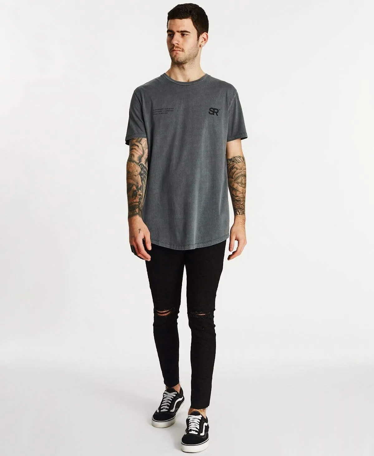 Curated Dual Curved T-Shirt Pigment Steel Grey sold by Neverland product image thumbnail 4