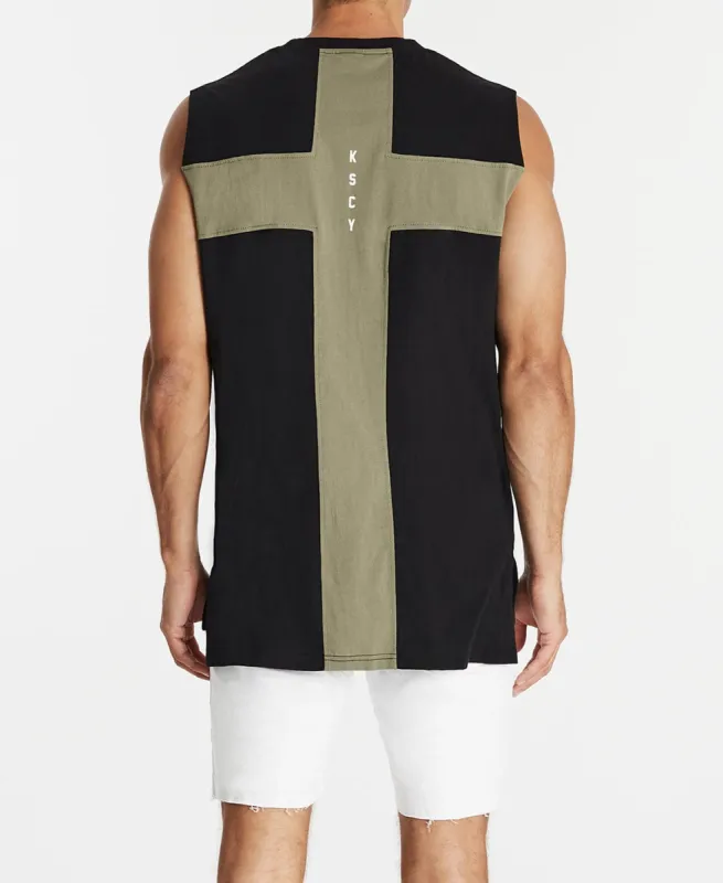 Death or Glory Step Hem Muscle Tee Jet Black sold by Neverland