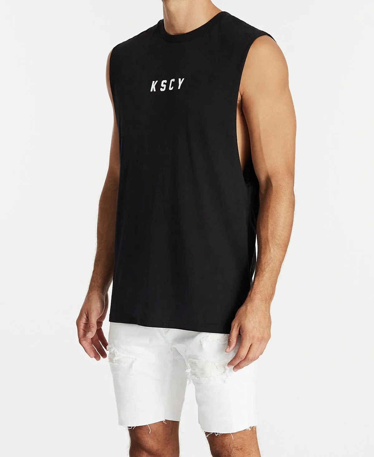 Death or Glory Step Hem Muscle Tee Jet Black sold by Neverland product image thumbnail 3