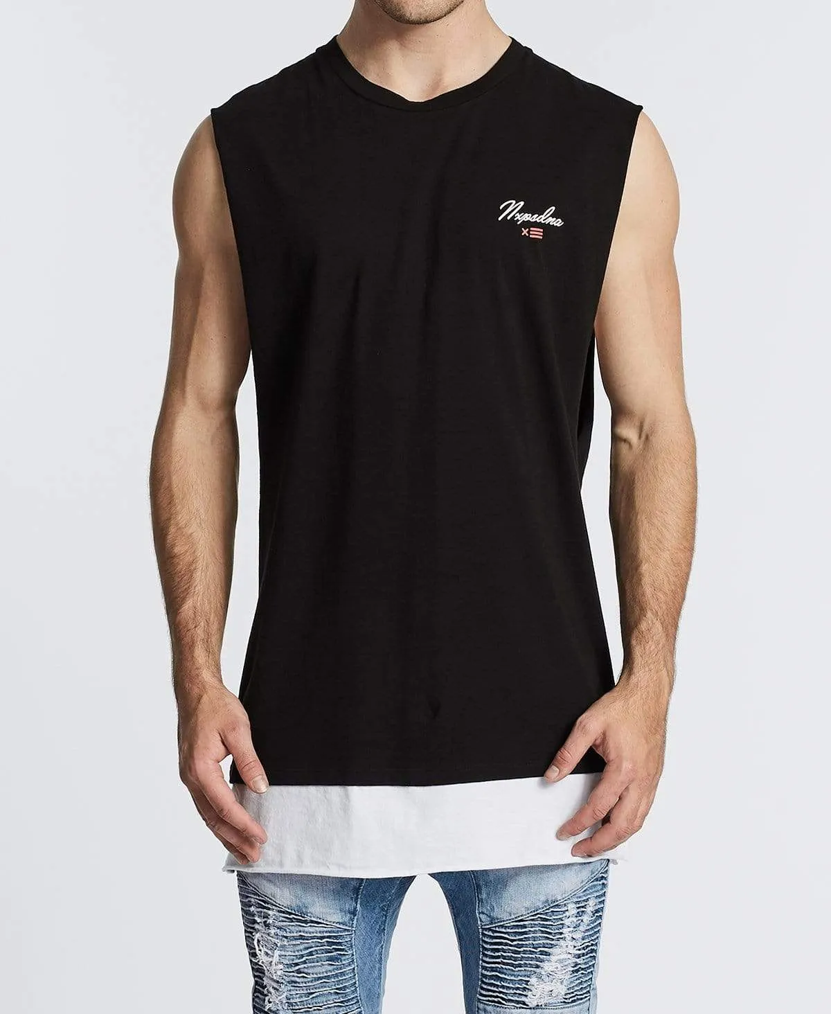 Changes Layered Hem Muscle Tee Jet Black sold by Neverland product image thumbnail 2