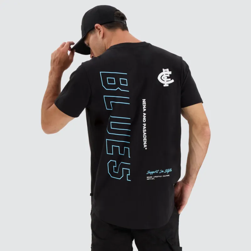 Carlton Blues AFL Dual Curved Tee Jet Black sold by Neverland