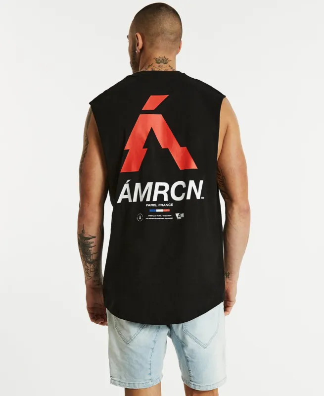 Aurora Scoop Back Muscle Tee Jet Black sold by Neverland