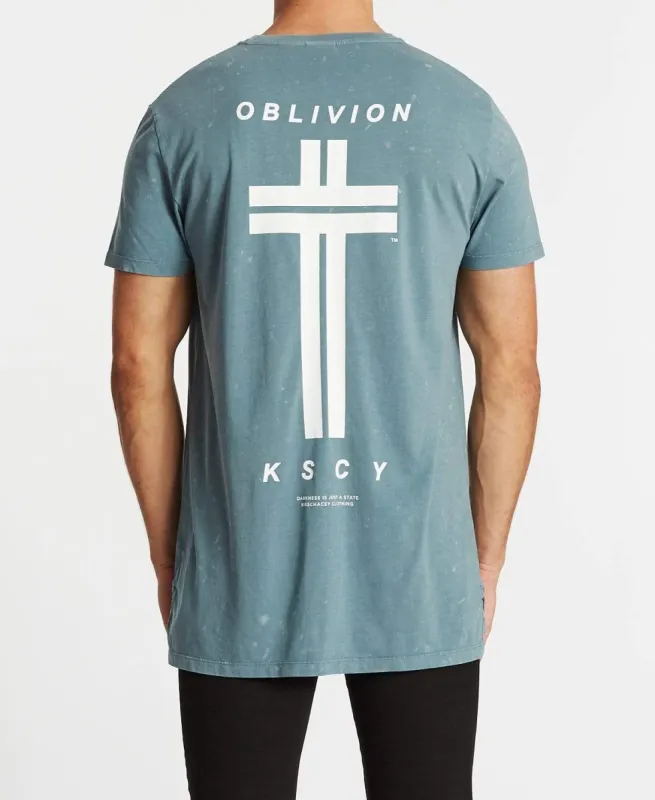 Oblivion Step Hem T-Shirt Acid Ocean Blue sold by Neverland