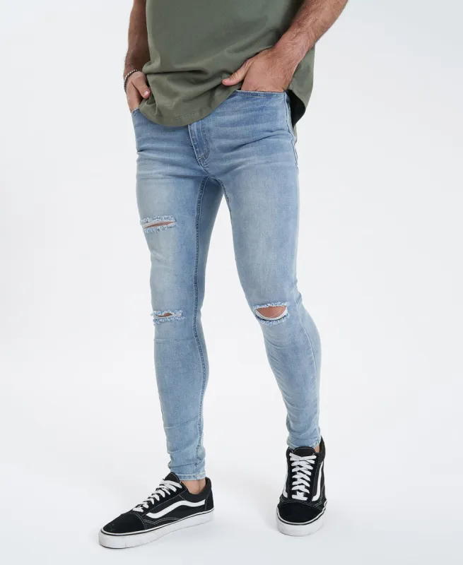 Saint Ultrastretch Jeans Destroyed Bastille Blue sold by Neverland