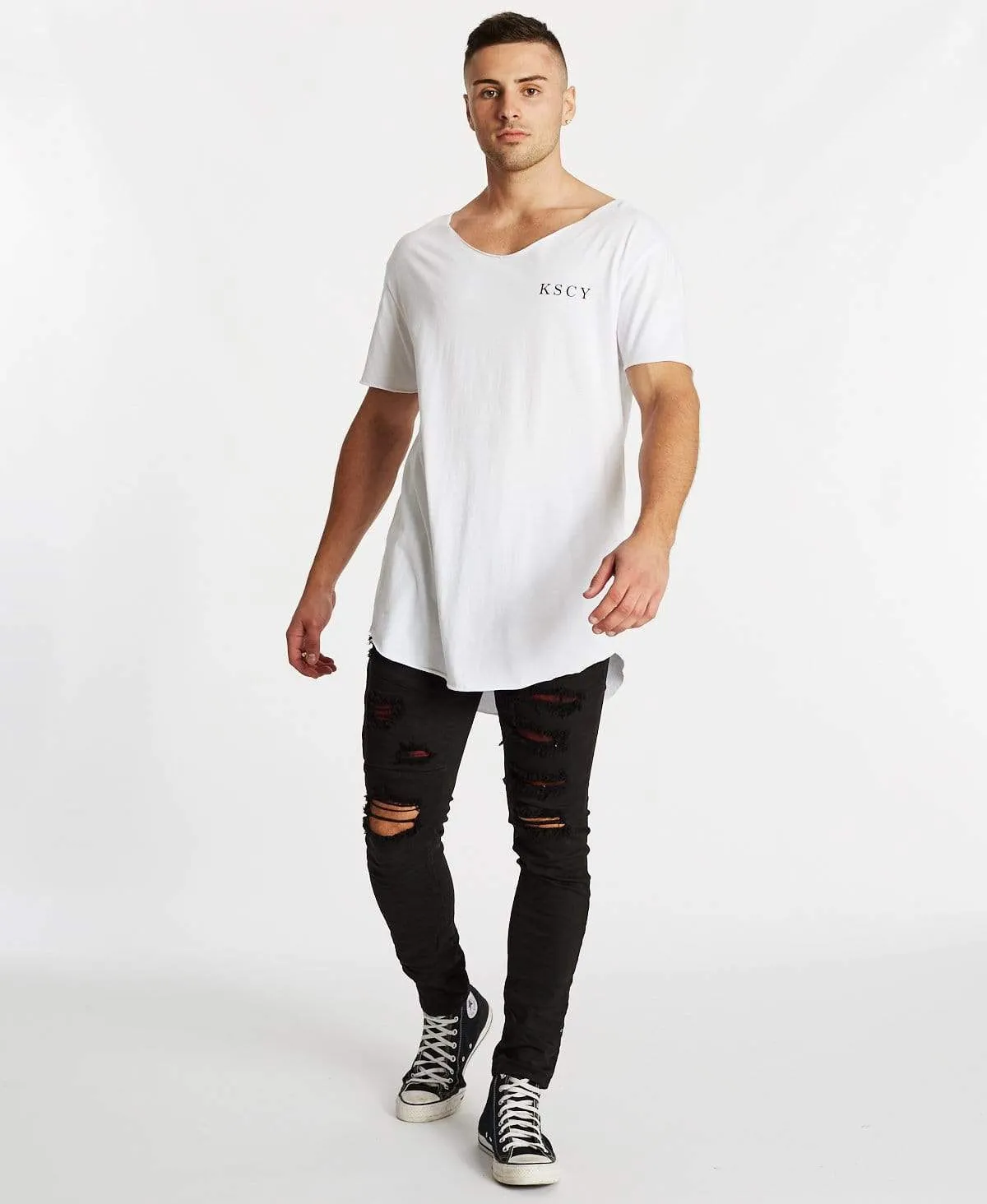 Undertow Raw V-Neck T-Shirt White sold by Neverland product image thumbnail 4