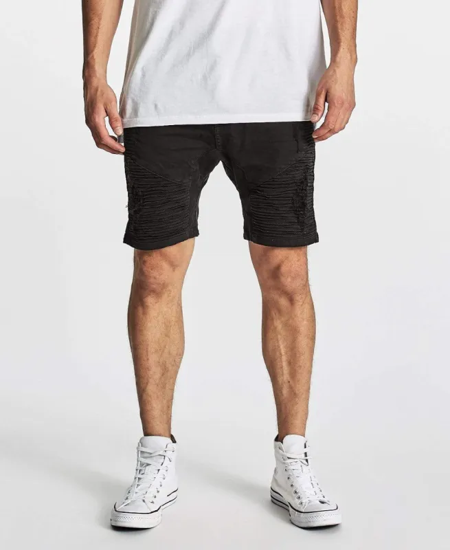 Zeppelin Shorts Destroyed Solid Black sold by Neverland