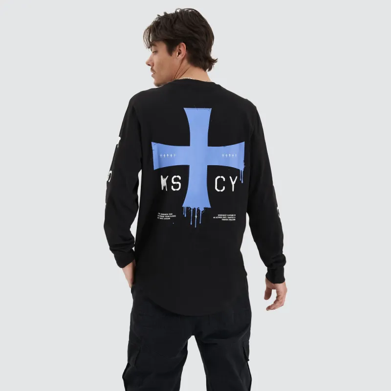 Horizon Heavy Dual Curved Longsleeve Tee Jet Black sold by Neverland