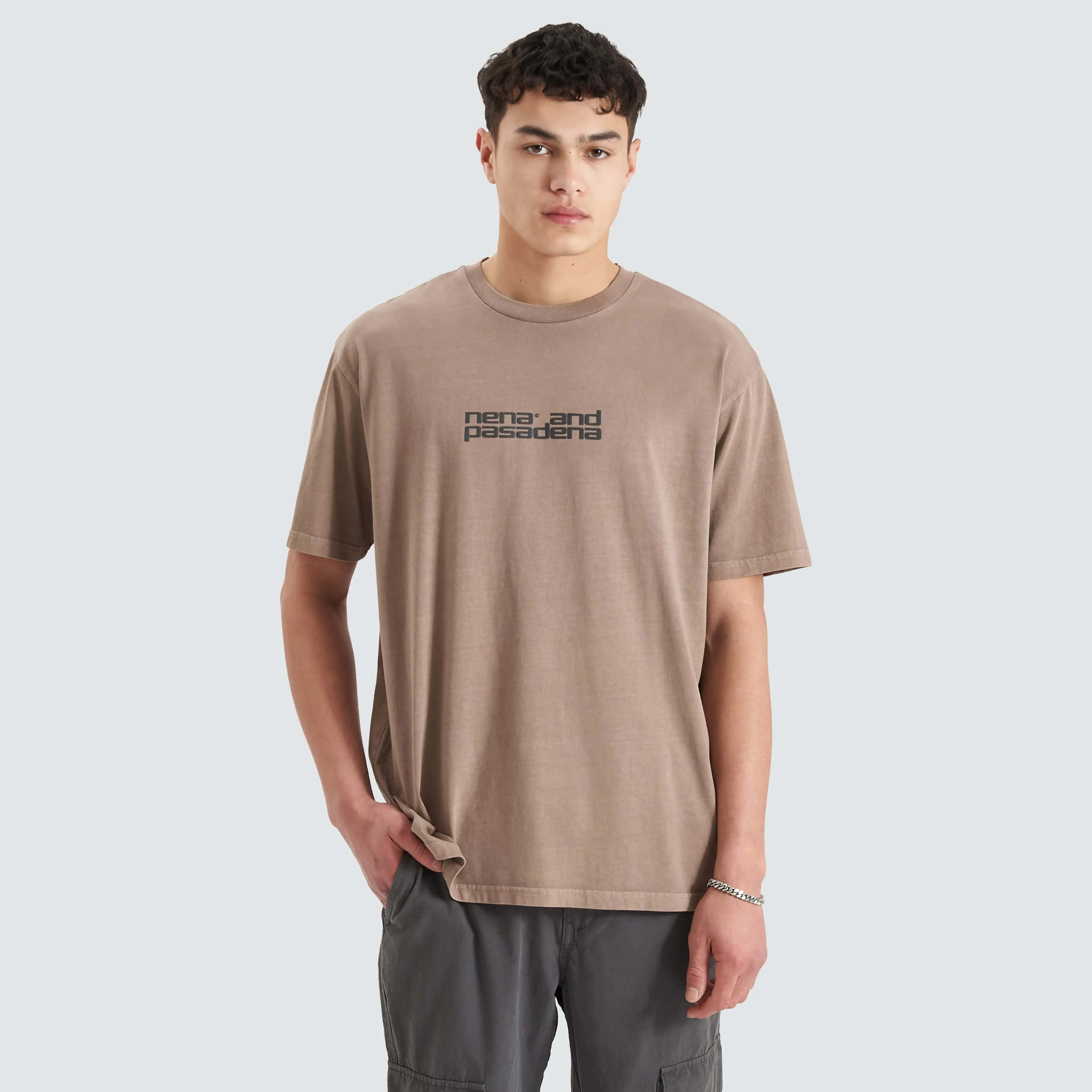 Post-Industrial Heavy Box Fit Tee Pigment Bark sold by Neverland
