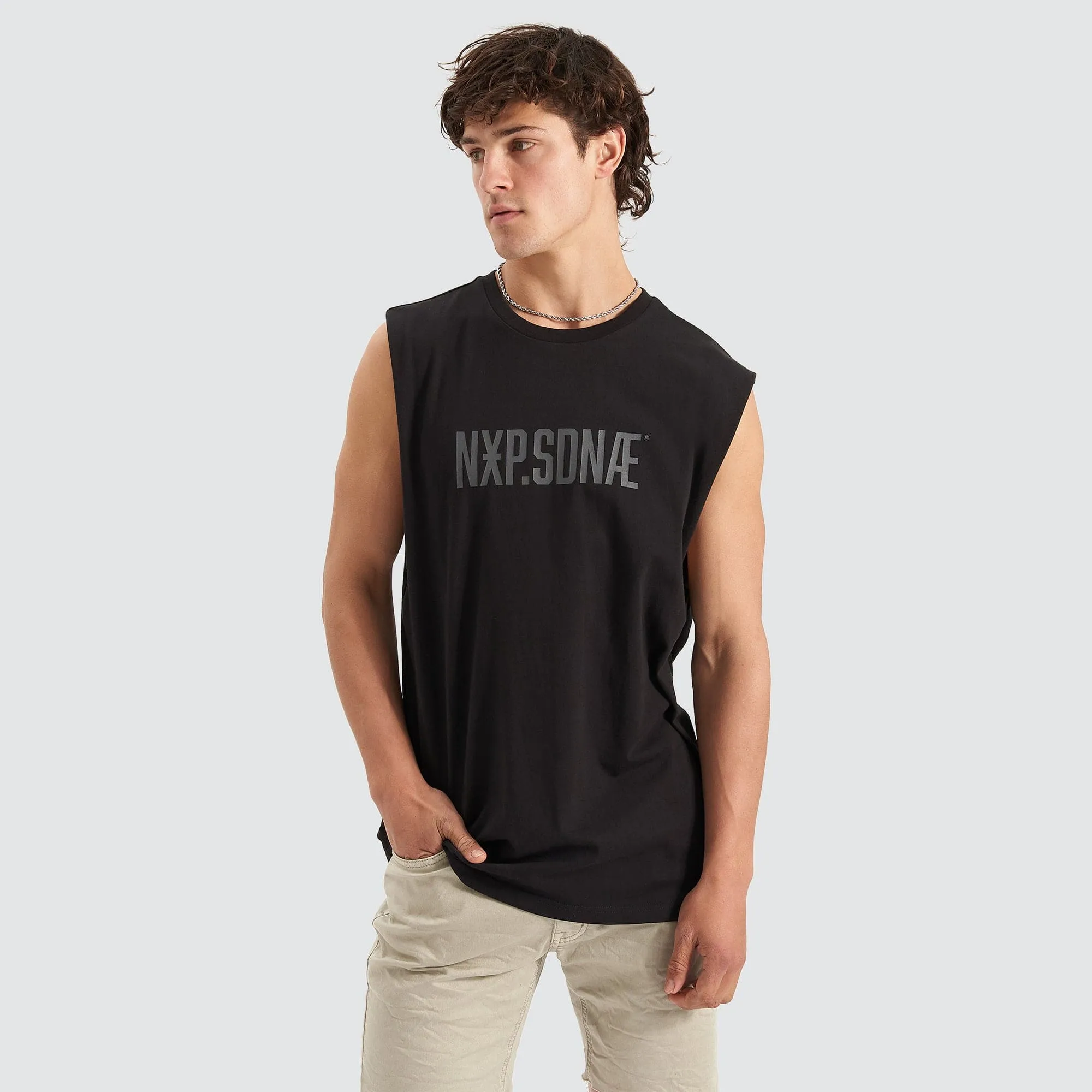 Underdog Scoop Back Muscle Tee Jet Black sold by Neverland product image thumbnail 2