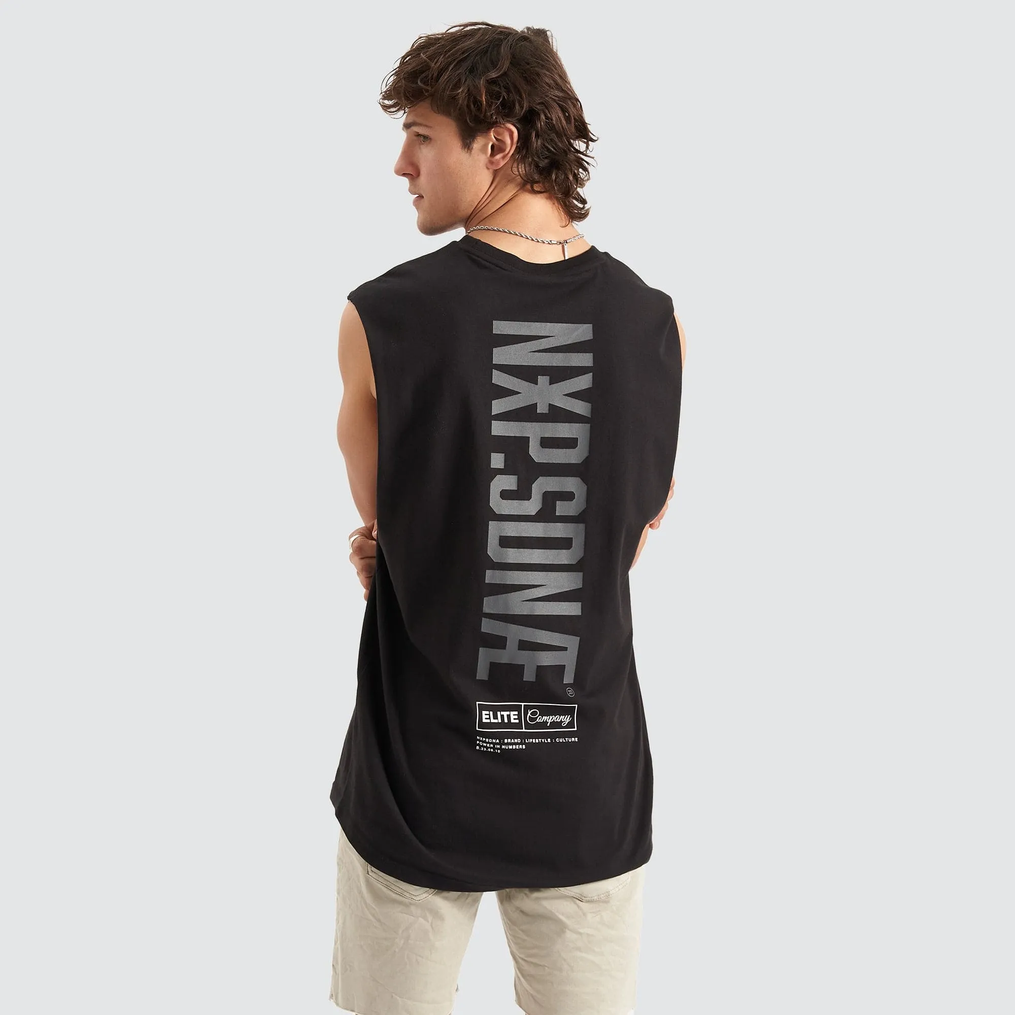 Underdog Scoop Back Muscle Tee Jet Black sold by Neverland
