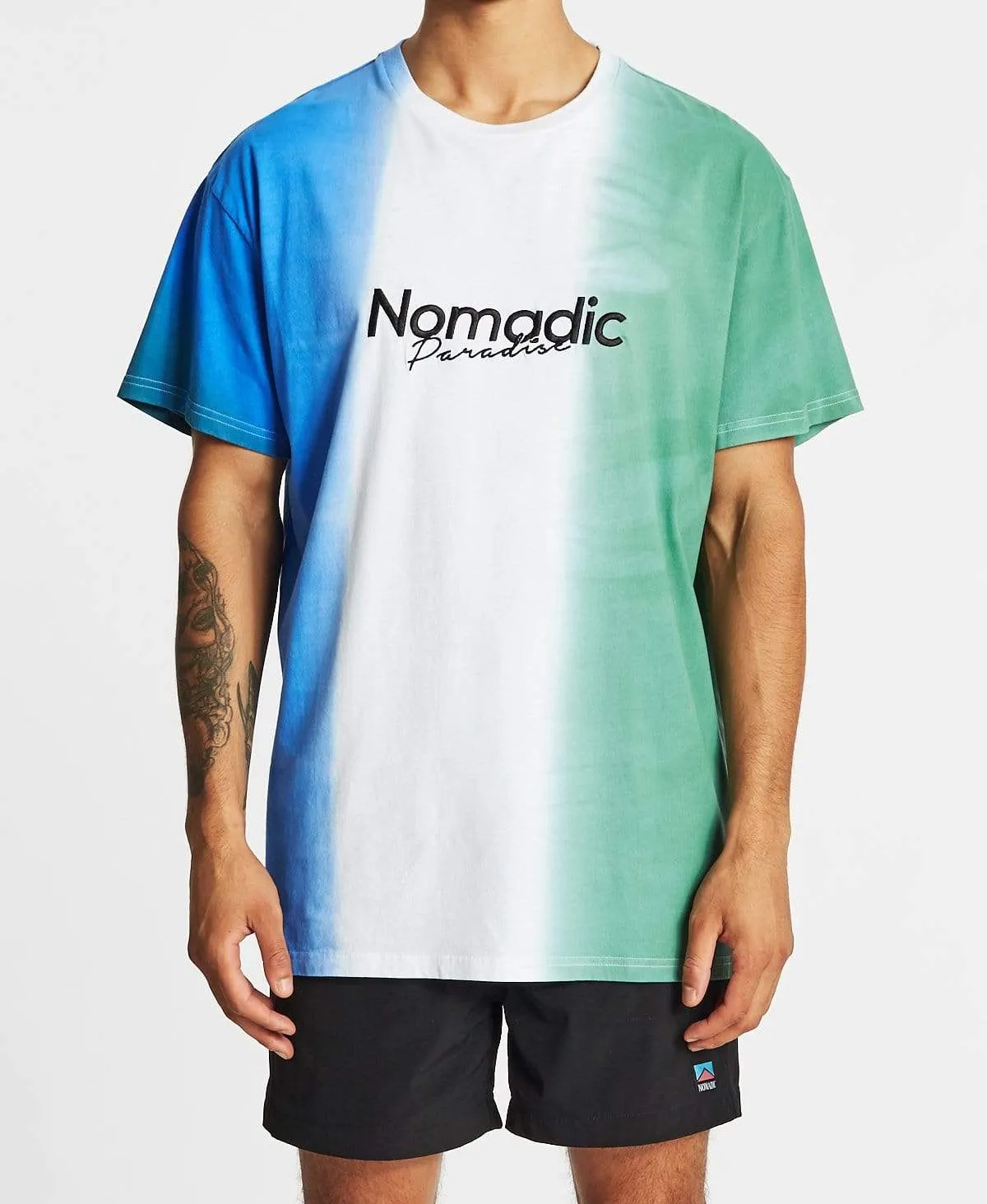 Hide Out Relaxed T-Shirt Blue/White/Teal sold by Neverland