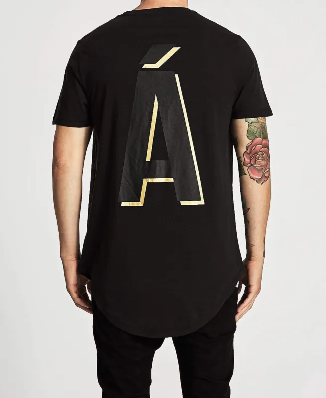 Vendredi Noir Curved Hem T-Shirt Jet Black sold by Neverland