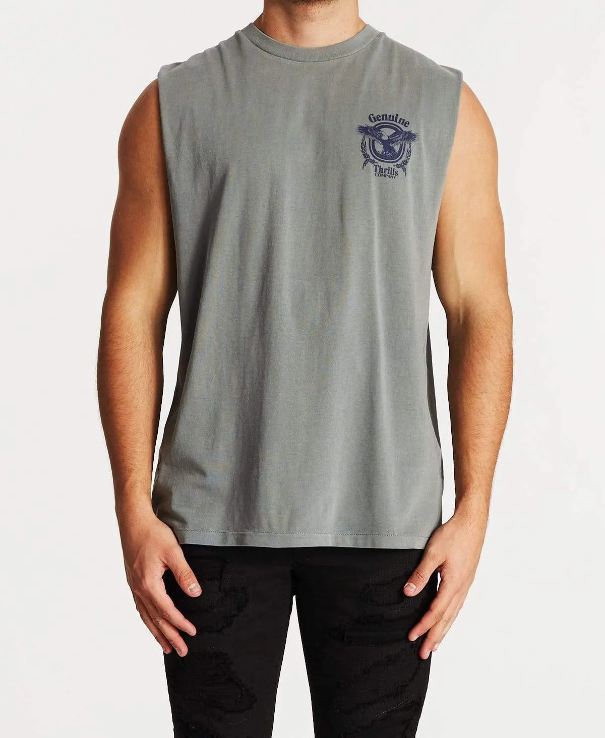 Genuine Merch Fit Muscle T-Shirt Washed Grey sold by Neverland
