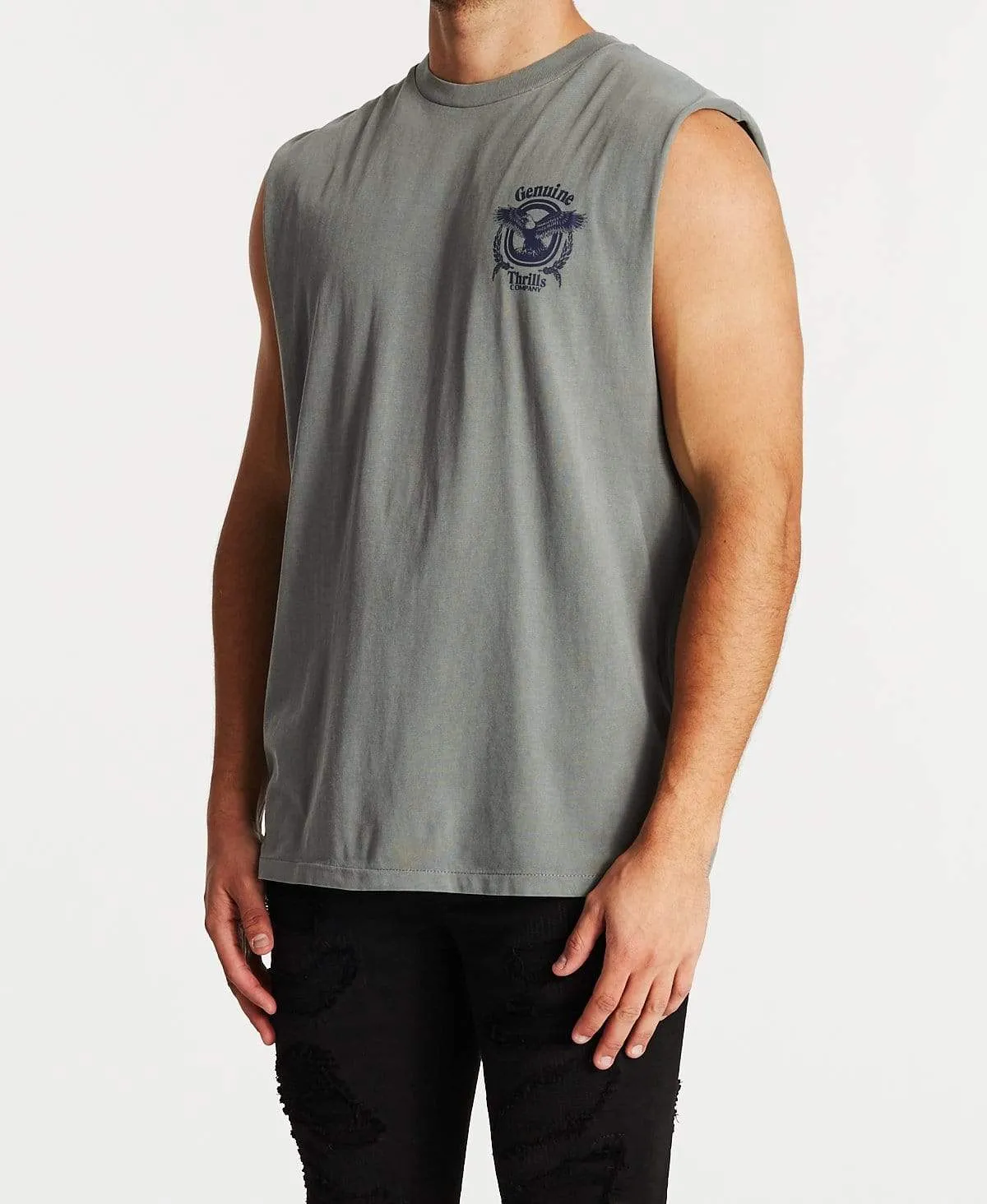 Genuine Merch Fit Muscle T-Shirt Washed Grey sold by Neverland product image thumbnail 3