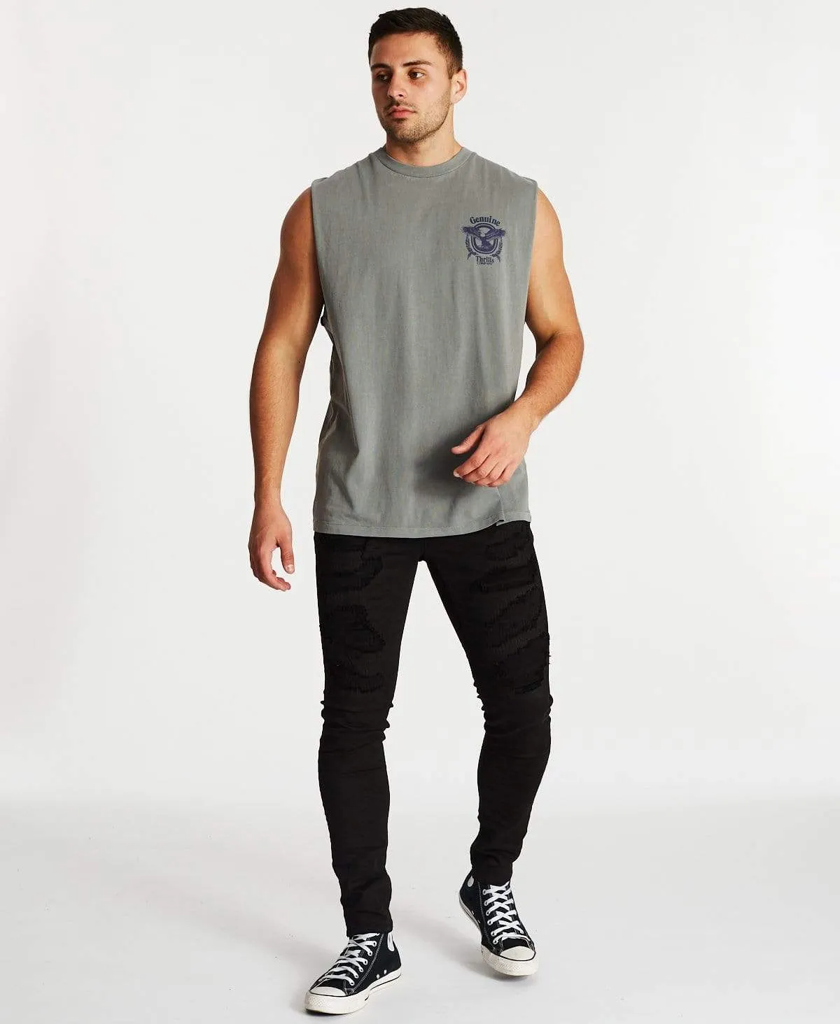 Genuine Merch Fit Muscle T-Shirt Washed Grey sold by Neverland product image thumbnail 4