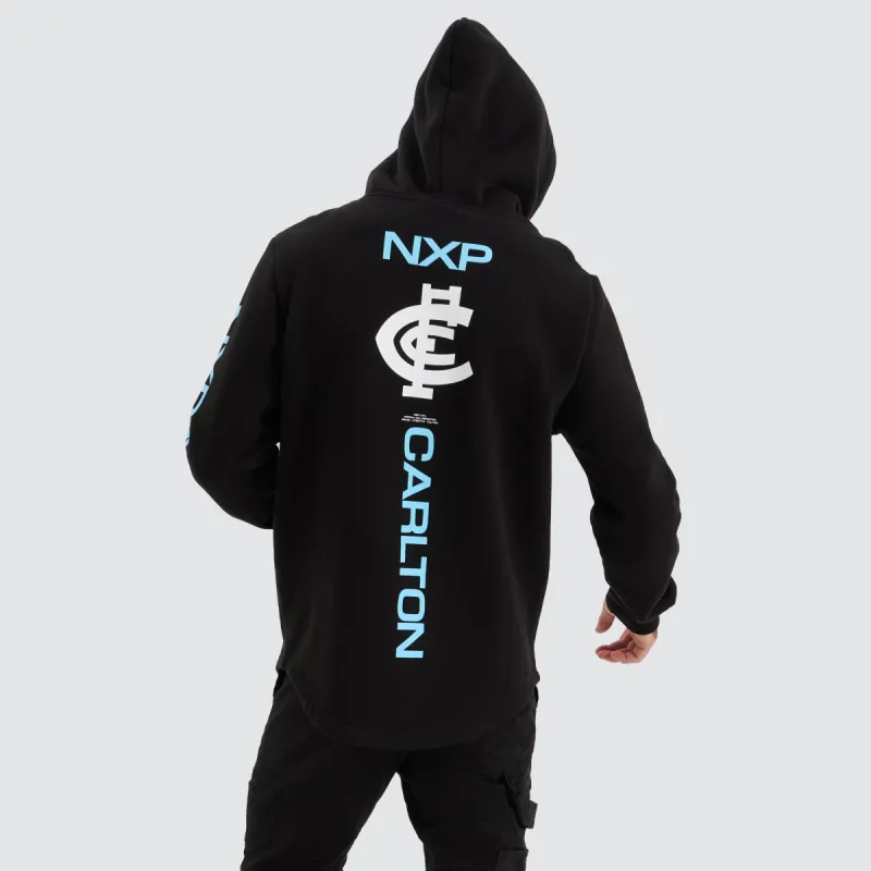 Carlton Blues AFL Dual Curved Hoodie Jet Black sold by Neverland