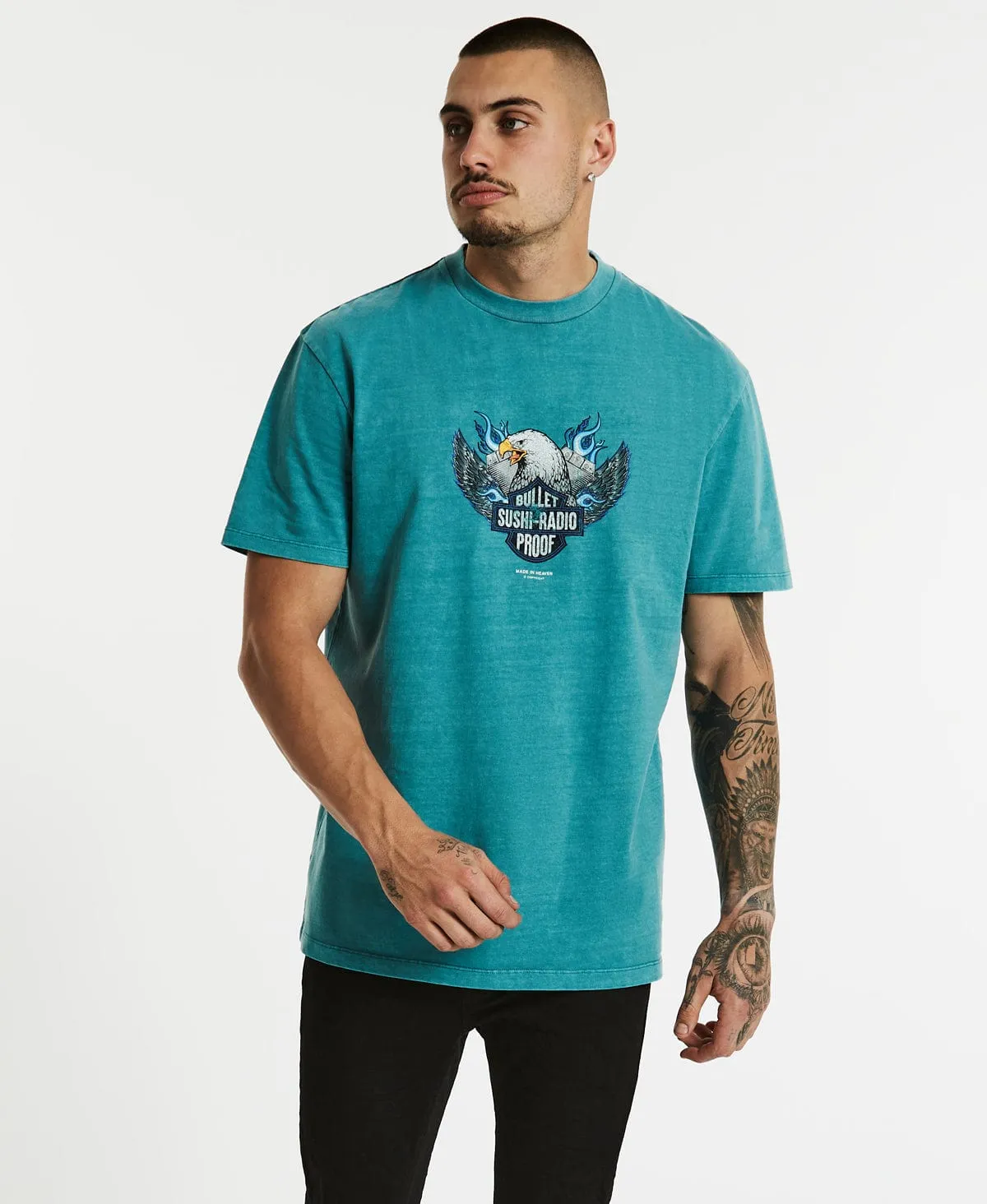 Ride On Relaxed T-Shirt Pigment Teal sold by Neverland