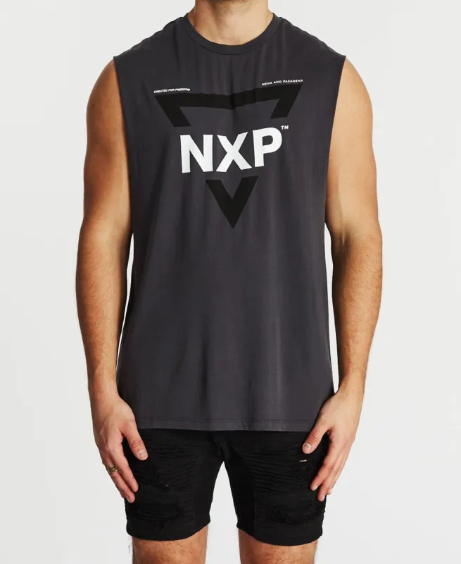 Imitation Scoop Back Muscle Tee Pigment Asphalt sold by Neverland