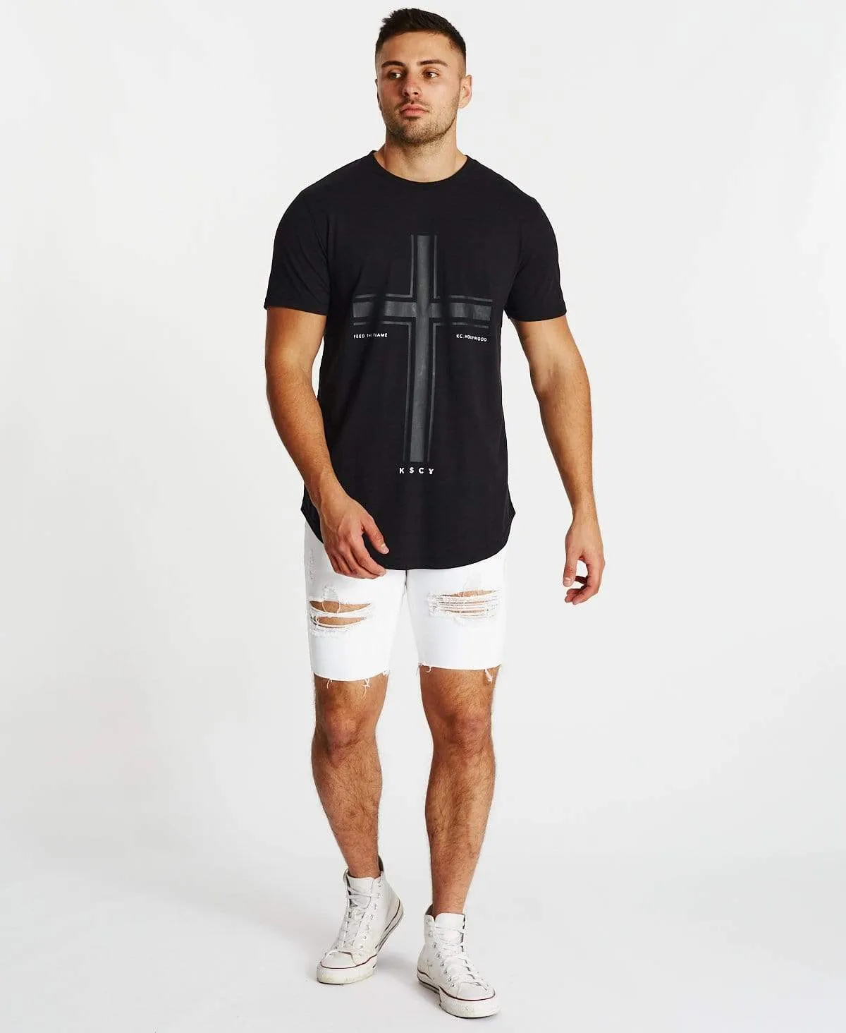 Flames Dual Curved T-Shirt Jet Black sold by Neverland product image thumbnail 4