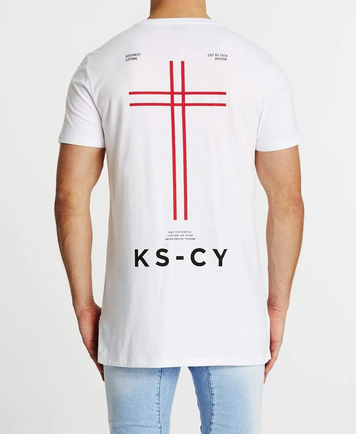 Novato Step Hem T-Shirt White sold by Neverland