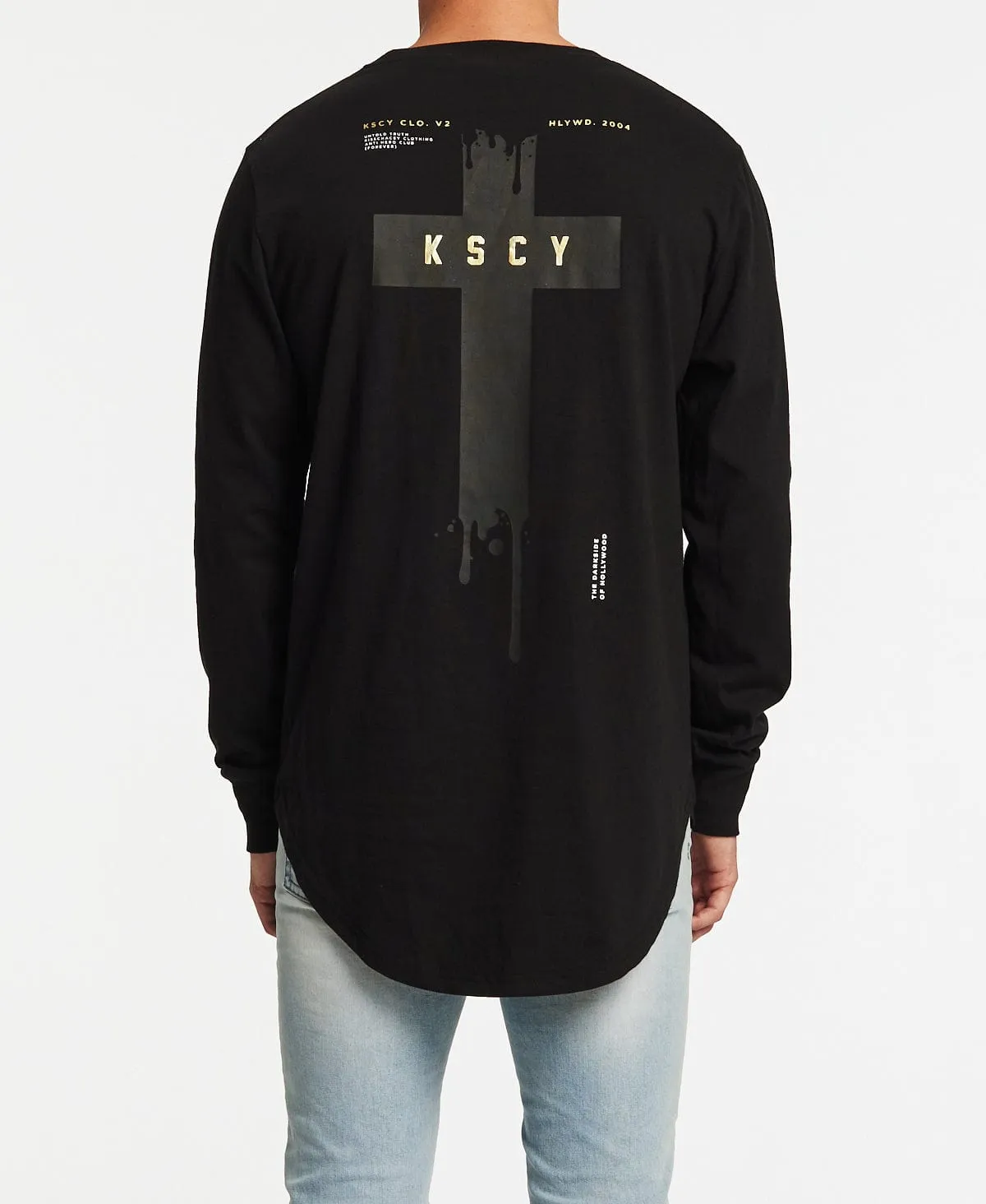 Against Dual Curved Long Sleeve T-Shirt Jet Black sold by Neverland