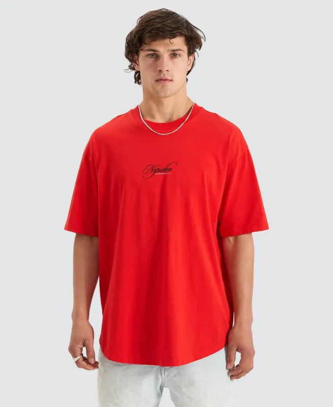 Encrypted Heavy Box Fit Scoop T-Shirt Poppy Red sold by Neverland