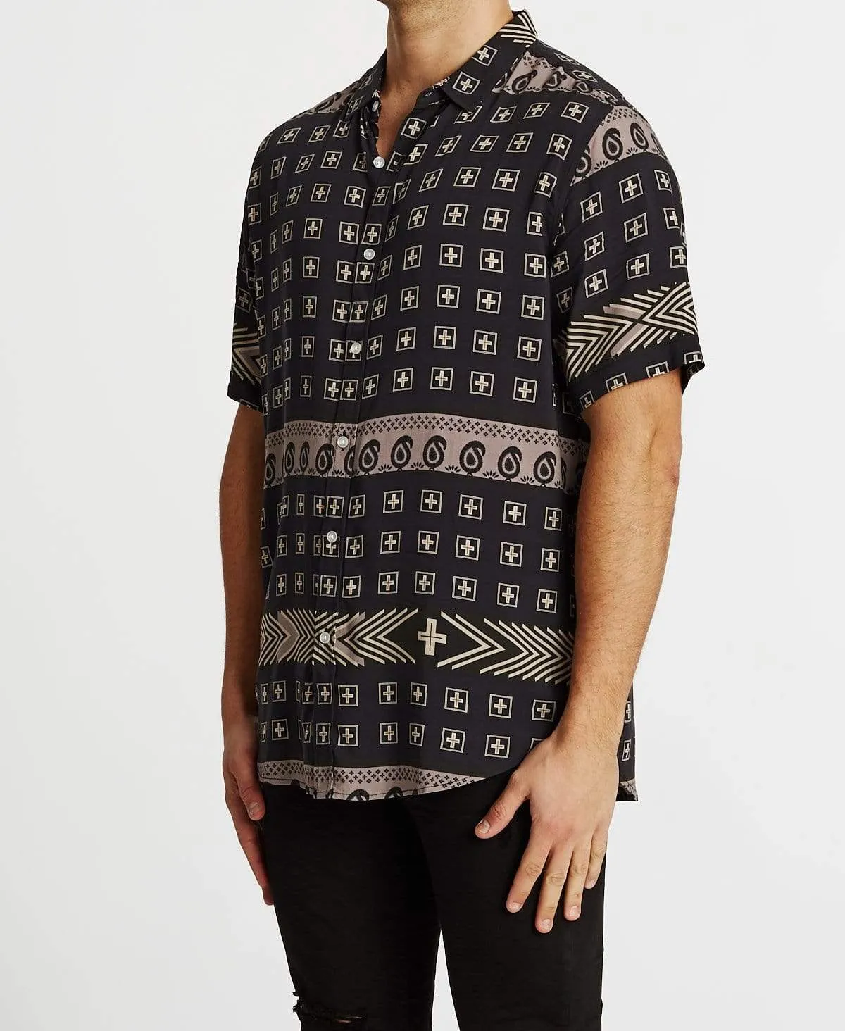 Southport Relaxed Short Sleeve Shirt Black Print sold by Neverland product image thumbnail 3