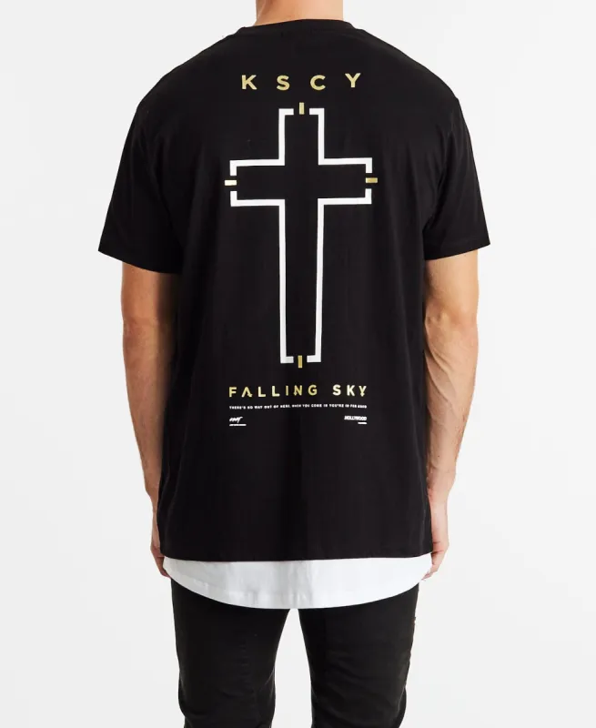 Deficits Relaxed Layered T-Shirt Jet Black sold by Neverland