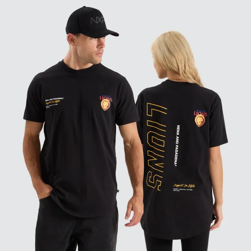 Brisbane Lions AFL Dual Curved Tee Jet Black sold by Neverland