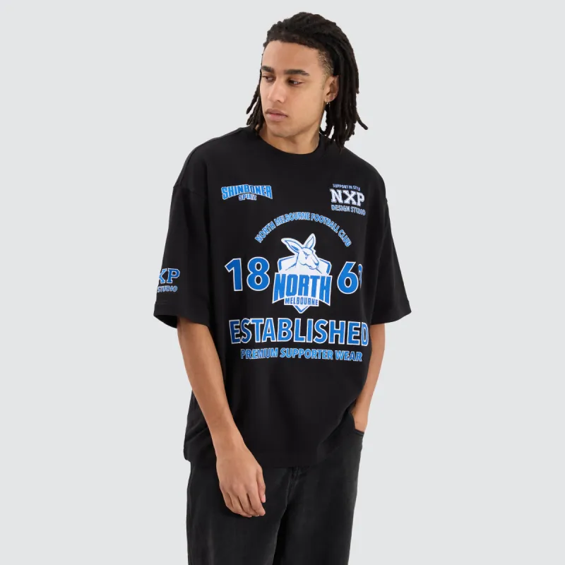 North Melbourne Kangaroos AFL Mega Loopback Tee Jet Black sold by Neverland