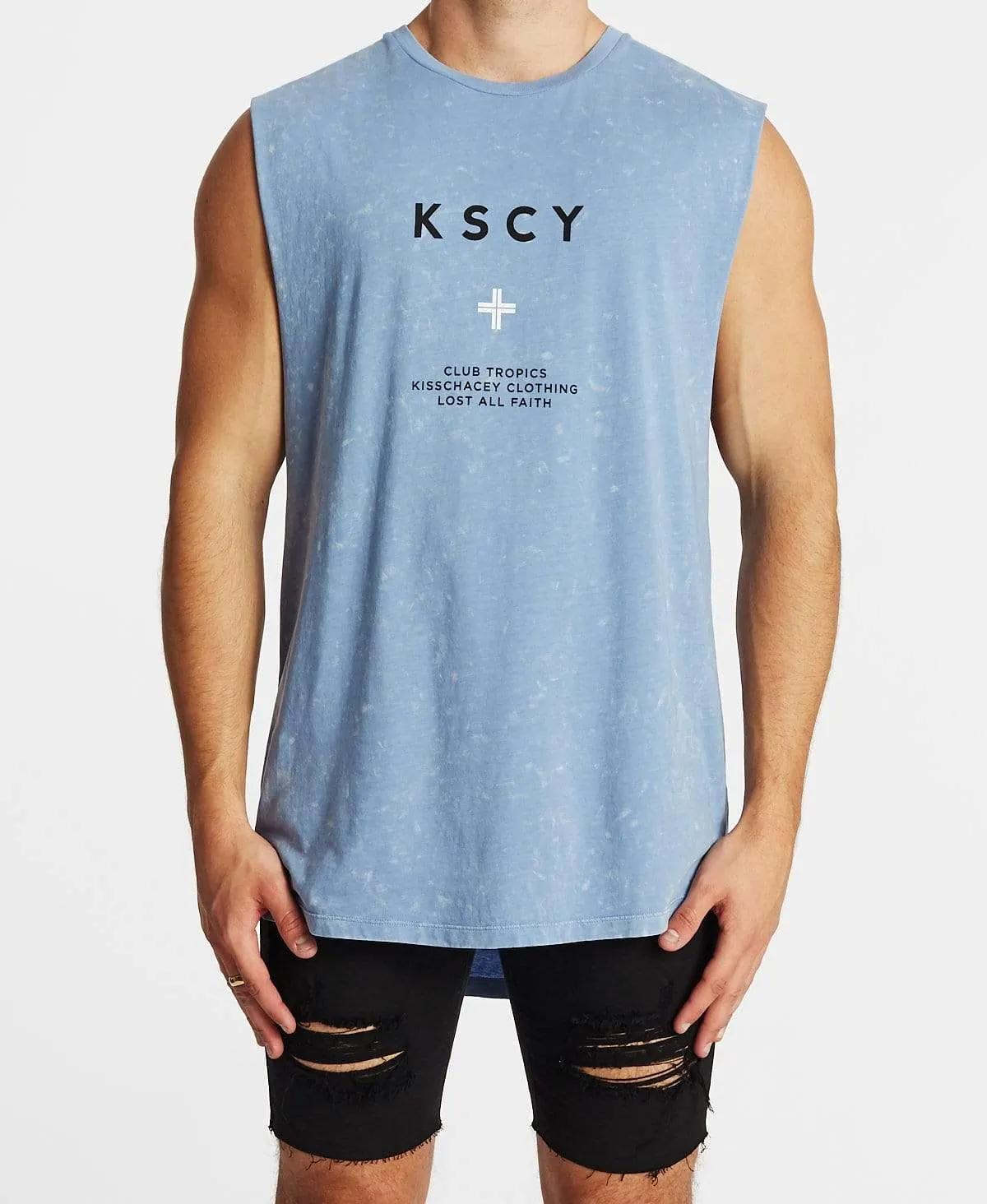 Lost Faith Dual Curved Muscle Tee Acid Sky Blue sold by Neverland product image thumbnail 2