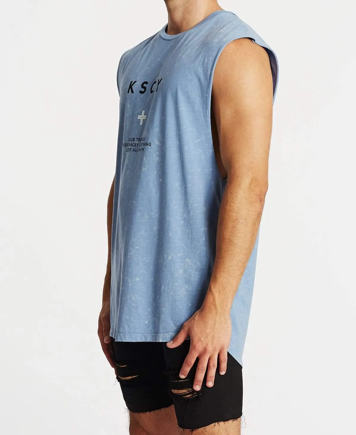 Lost Faith Dual Curved Muscle Tee Acid Sky Blue sold by Neverland product image thumbnail 3