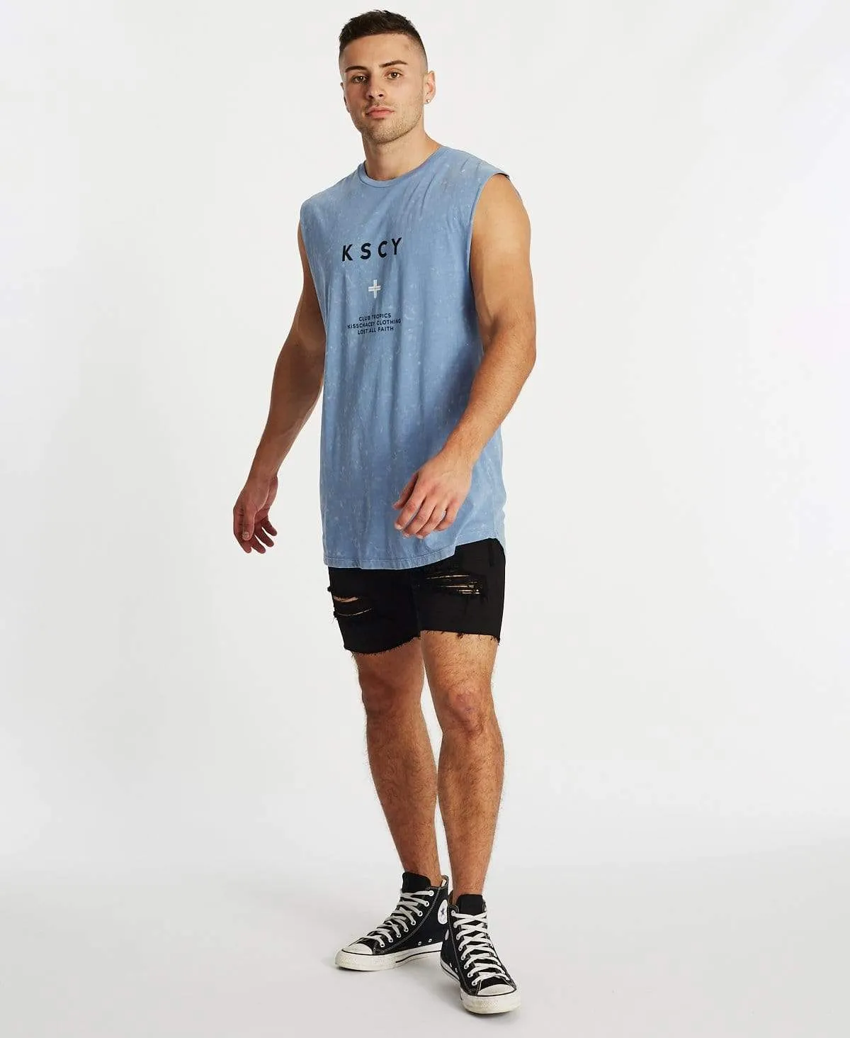 Lost Faith Dual Curved Muscle Tee Acid Sky Blue sold by Neverland product image thumbnail 4