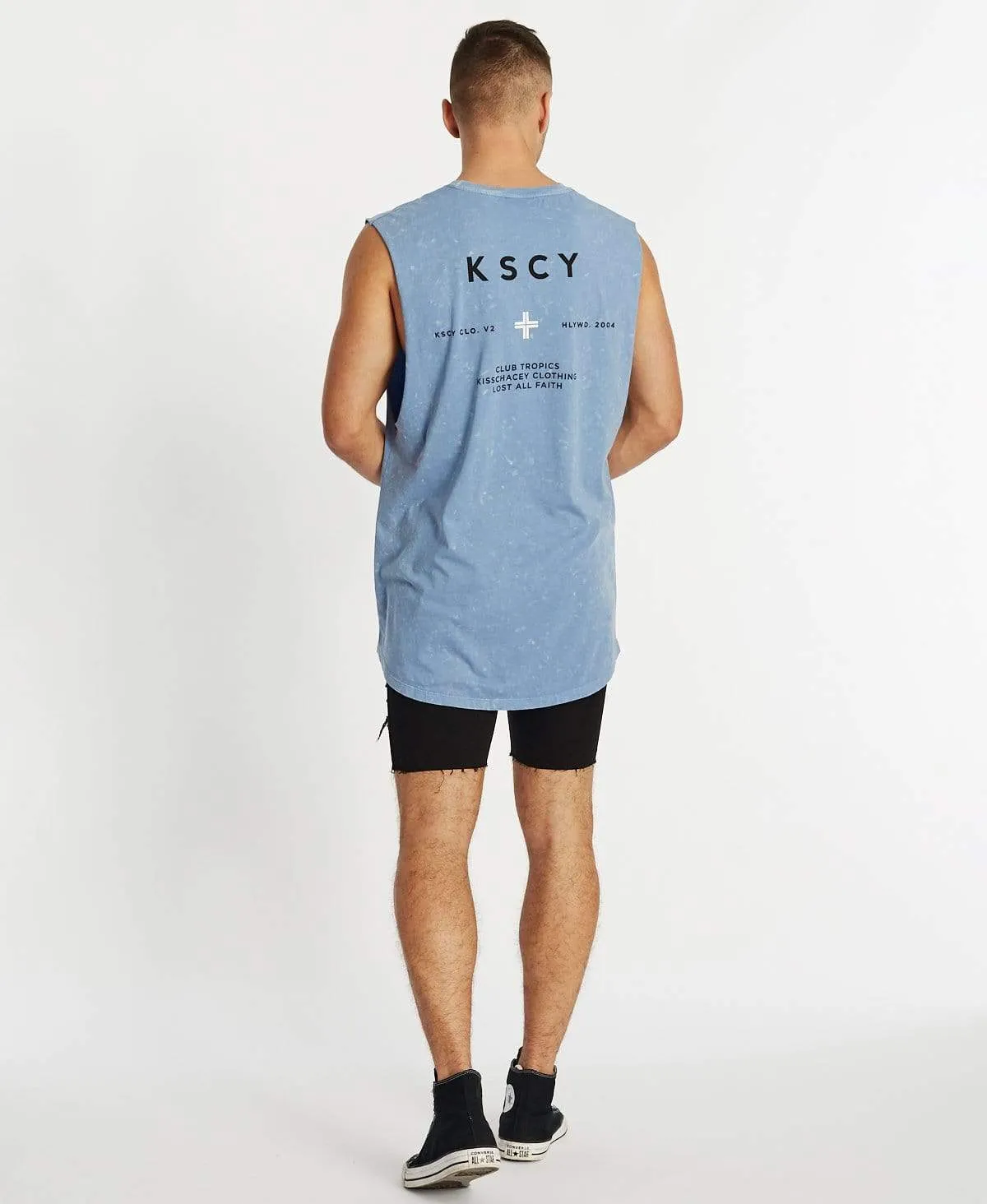 Lost Faith Dual Curved Muscle Tee Acid Sky Blue sold by Neverland product image thumbnail 5