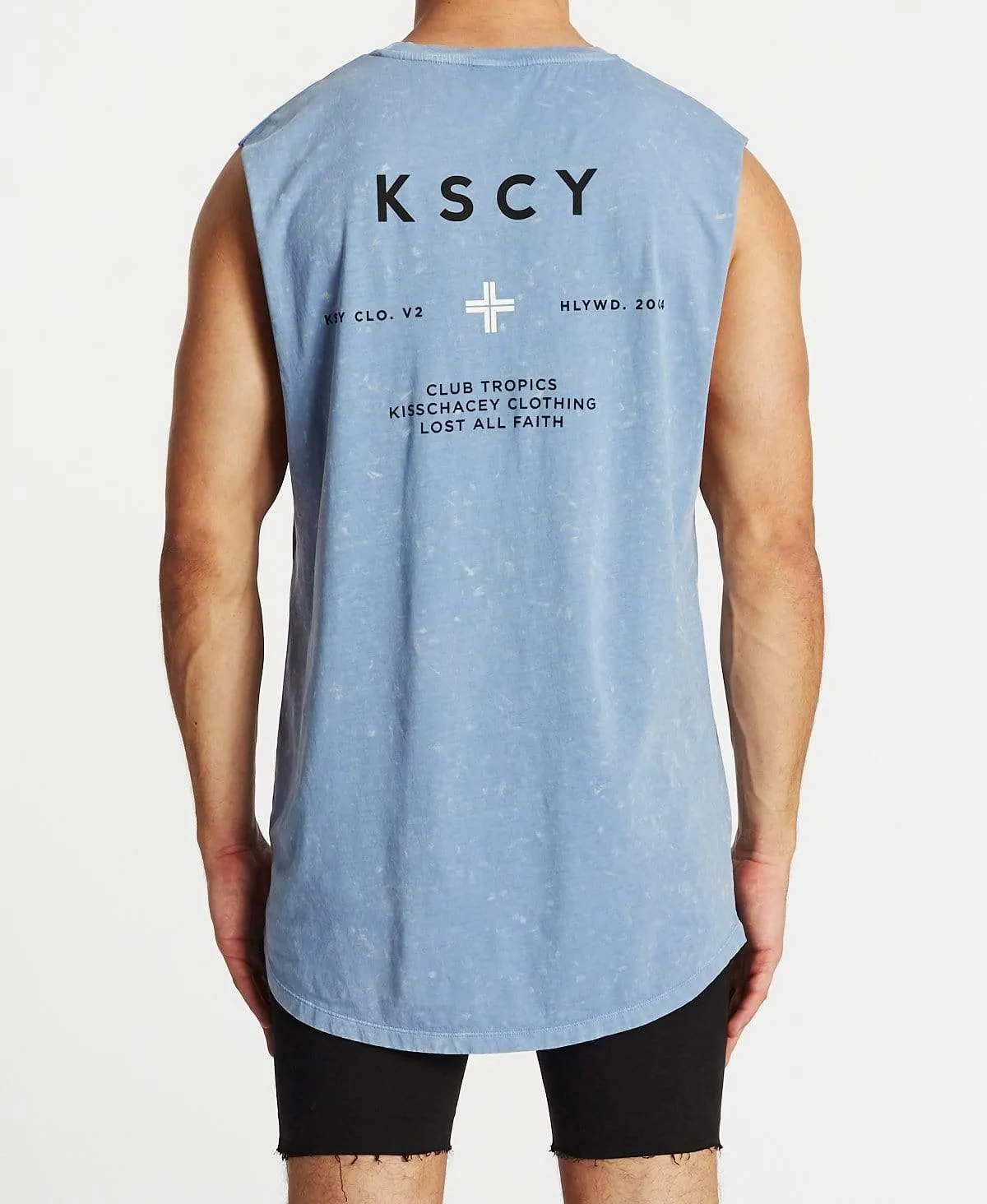 Lost Faith Dual Curved Muscle Tee Acid Sky Blue sold by Neverland